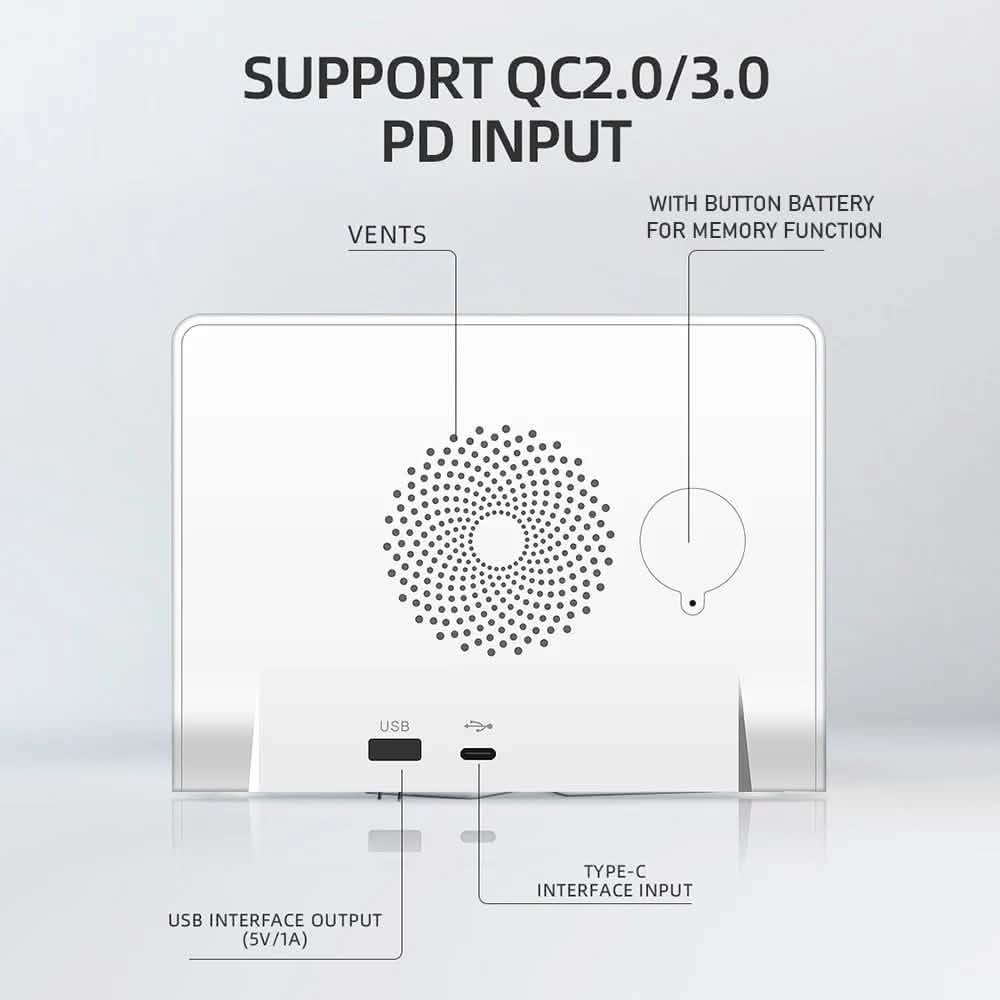 Digital Mirror Clock Wireless Charging Alarm Clock