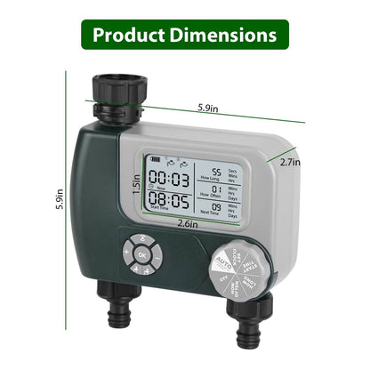 Digital Programmable Sprinkler Timer with 2 Outlet Zones
