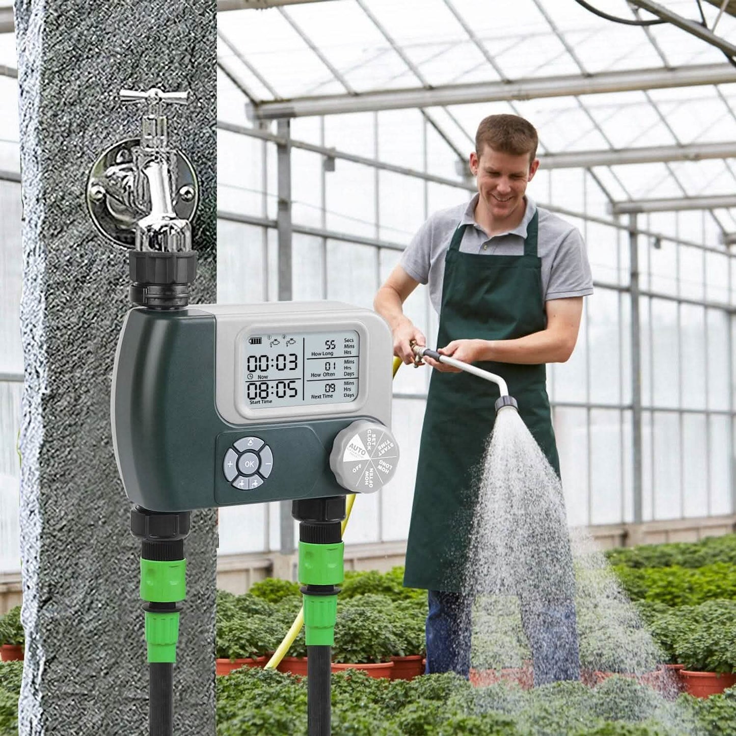 Digital Programmable Sprinkler Timer with 2 Outlet Zones