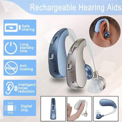 Digital Rechargeable Hearing Aids Acousticon Amplifier Audiphone Behind Ear Sound