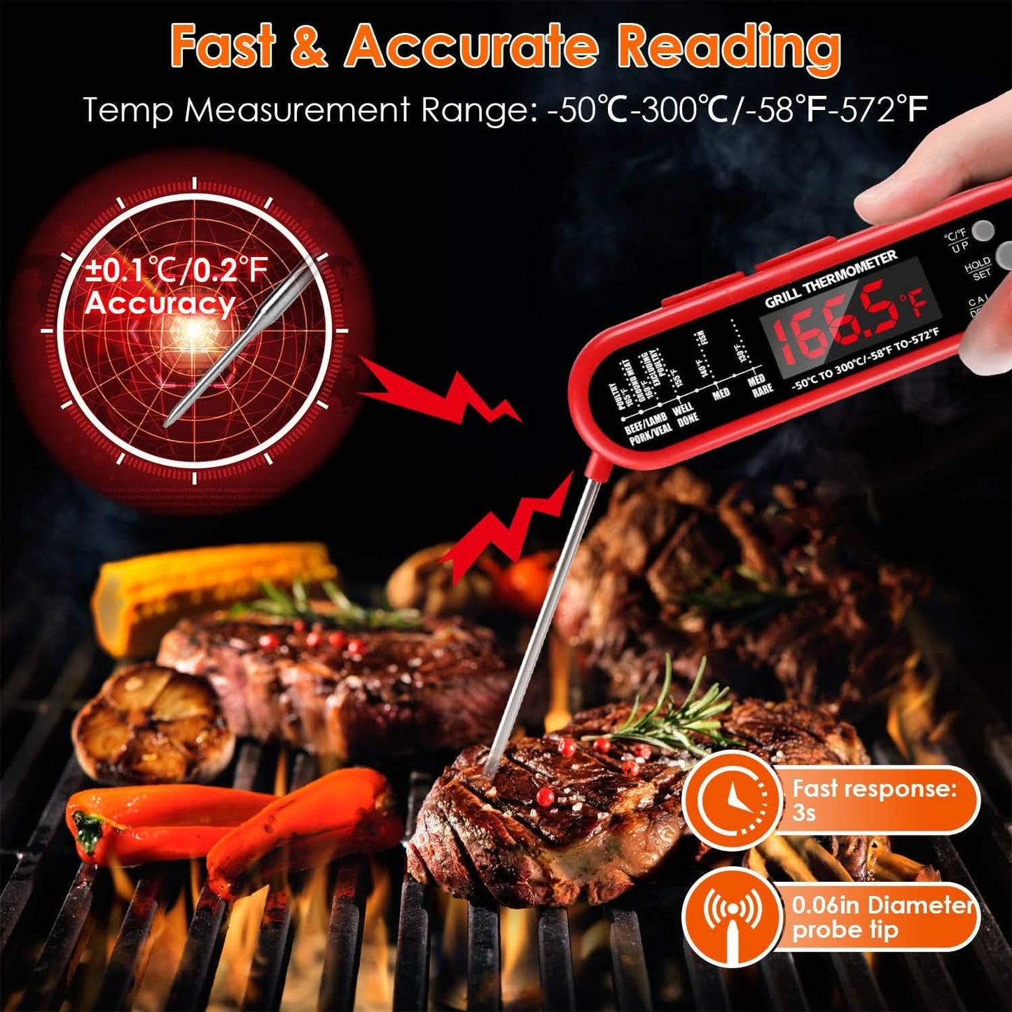 Digital Thermometer BBQ Meat Food Cooking Temperature Tester