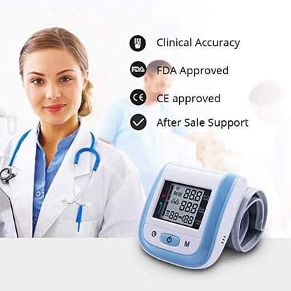 Digital Wrist Blood Pressure Monitor Heart Rate Pulse Meter Measure
