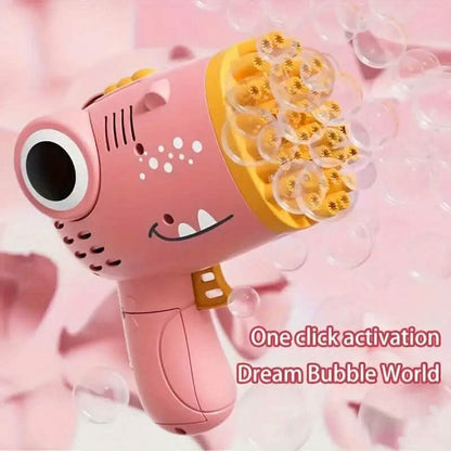 Dinosaur-Themed Automatic Bubble Blower 40-Hole Handheld Toy Gun