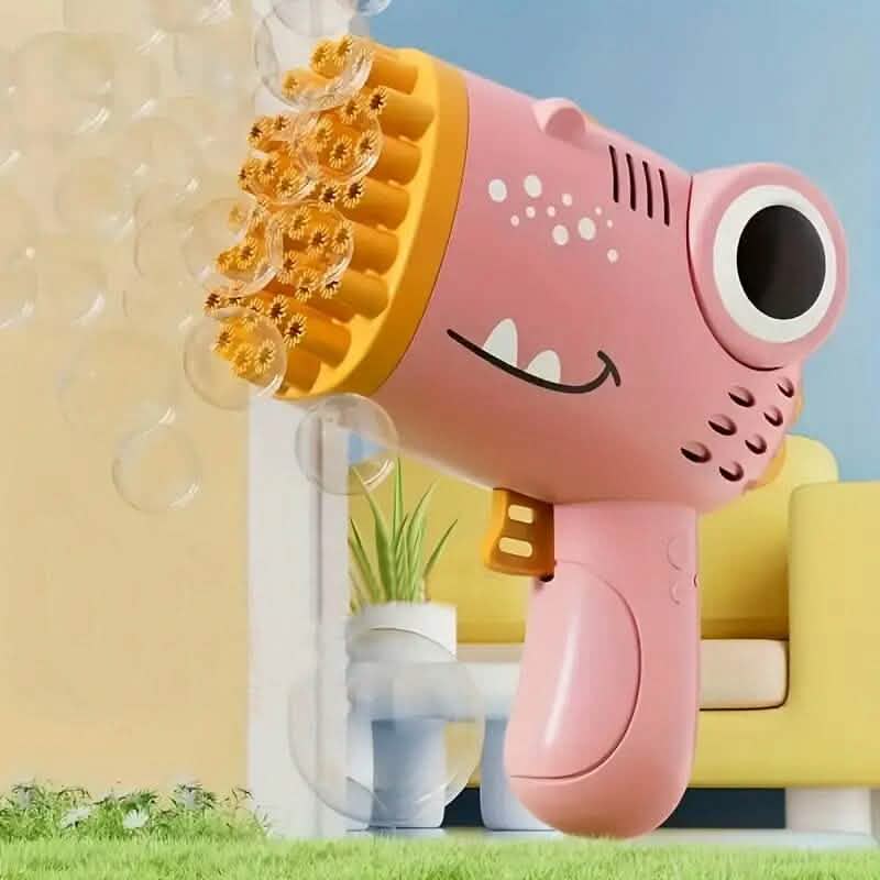 Dinosaur-Themed Automatic Bubble Blower 40-Hole Handheld Toy Gun