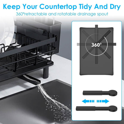 Dish Drying Rack Drain Board Utensil Holder Organizer