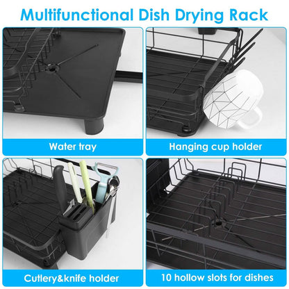 Dish Drying Rack Drain Board Utensil Holder Organizer