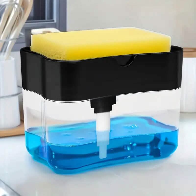Dish Soap Dispenser and Sponge Holder Metallic Silver