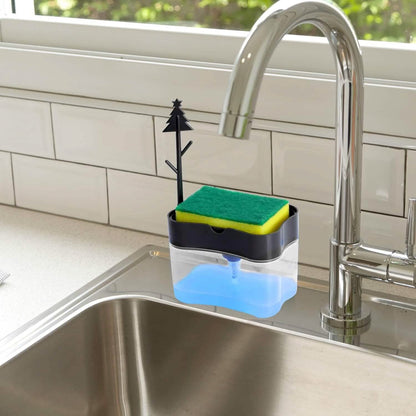 Dish Soap Dispenser and Sponge Holder Metallic Silver