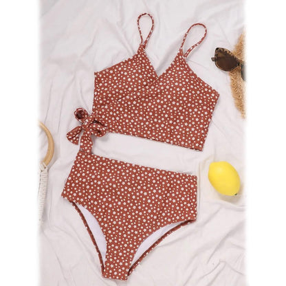 Ditsy Floral Wrap Knot Bikini Swimsuit