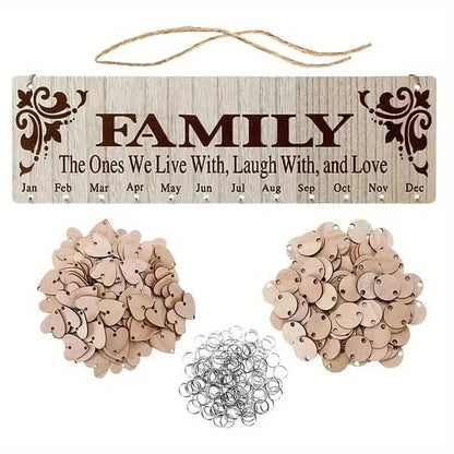 DIY Wooden Family Birthday Board Hanging Sign Pendant