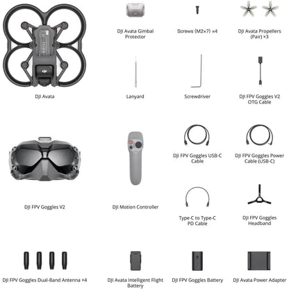 DJI Avata Fly Smart Combo (DJI FPV Goggles V2) - First-Person View Drone UAV Quadcopter with 4K Stabilized Video (Refurbished)