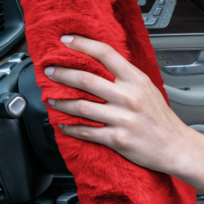 Doe16 Faux Rabbit Fur Steering Wheel Cover
