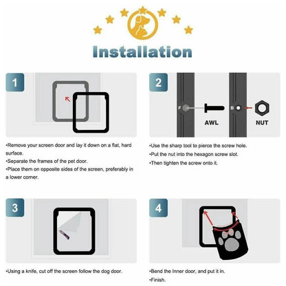Dog or Cat Small Screen Locking Flap Door Magnetic Automatic Slide Protector