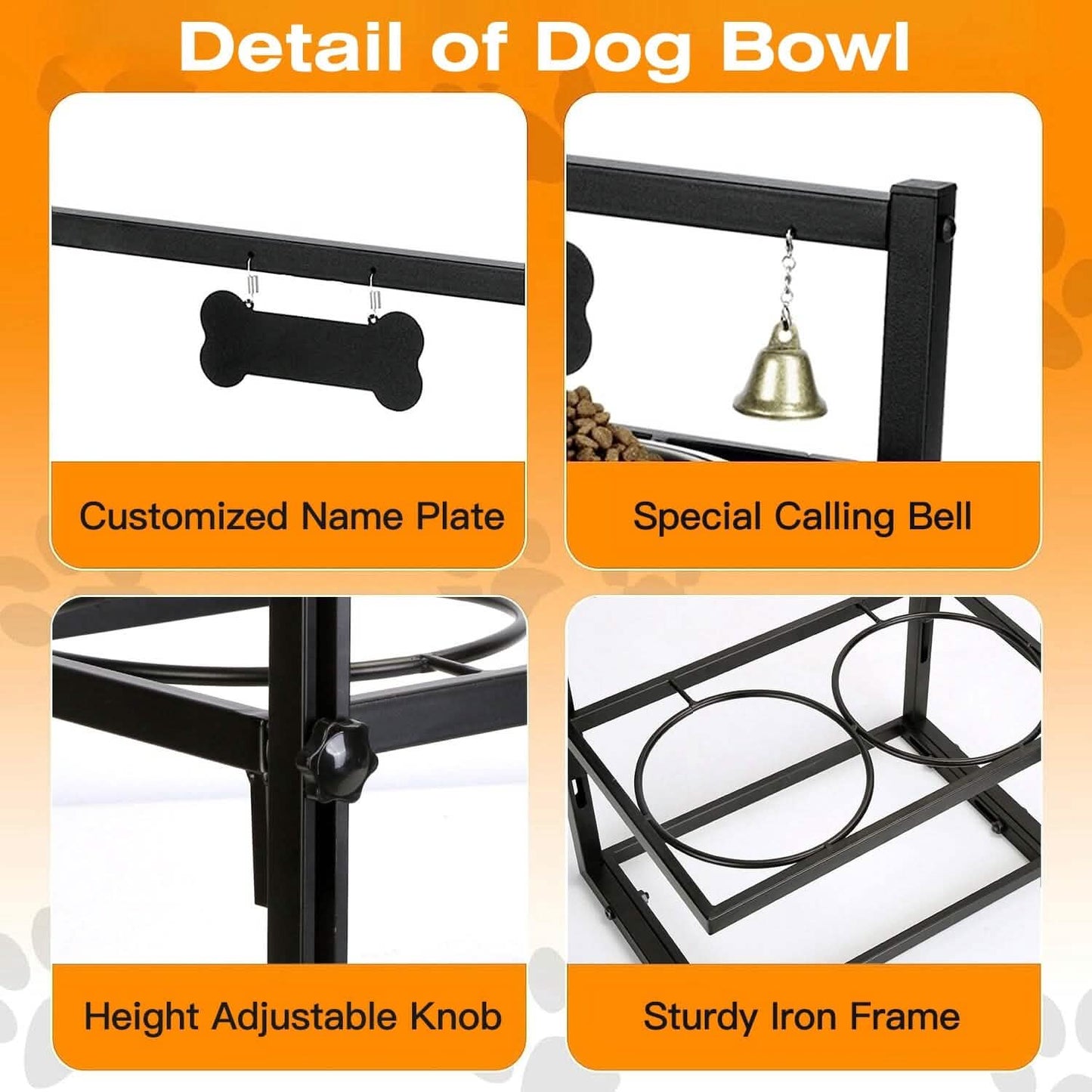 Dog Raised Bowls with Adjustable Height Stainless Steel