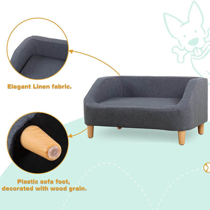Dog Rectangular Sofa with Removable Cushion and Wooden Feet