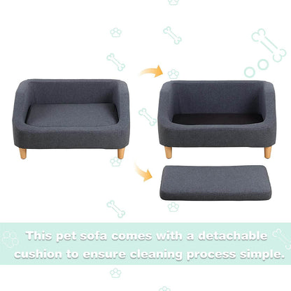 Dog Rectangular Sofa with Removable Cushion and Wooden Feet