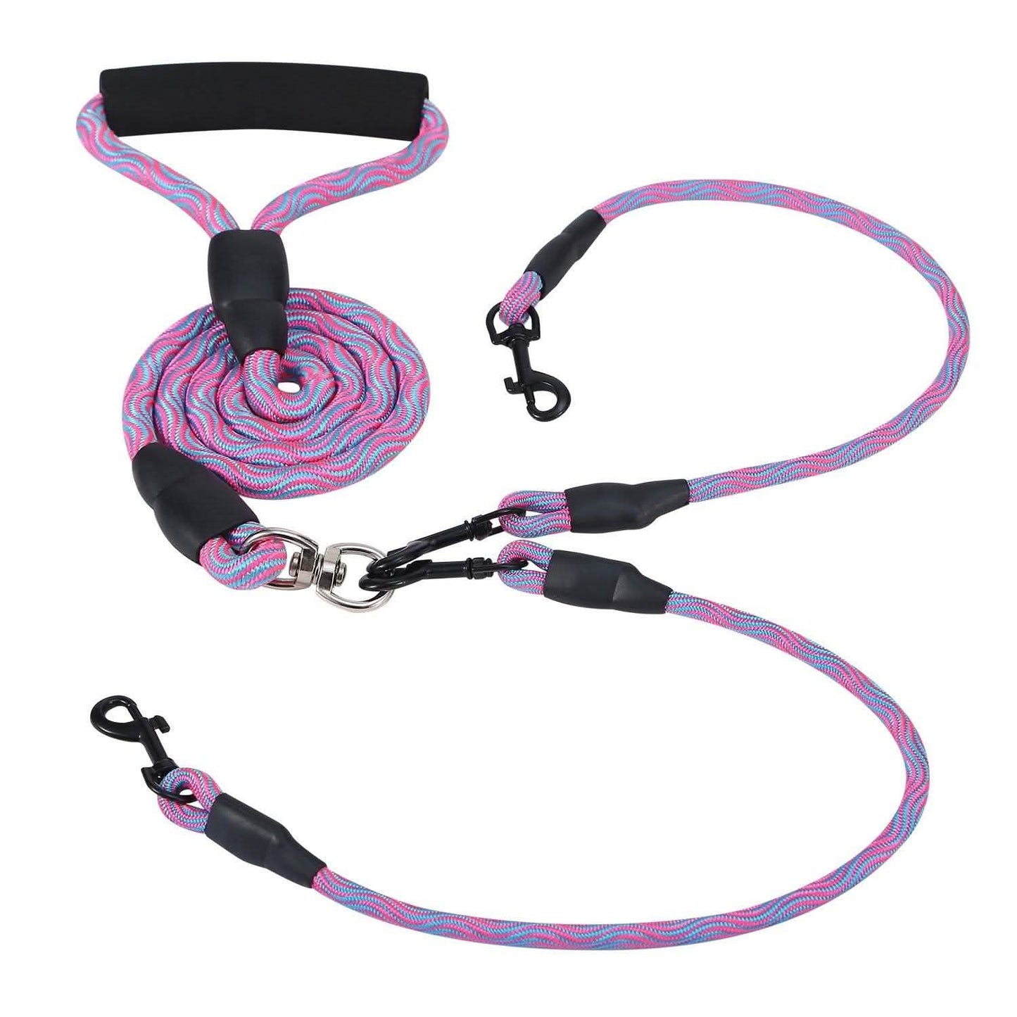 Double Dog Leash No-Tangle with Swivel Coupler Padded Handle