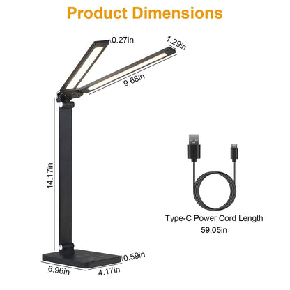 Double Head Desk Lamp with Wireless Charging USB Port
