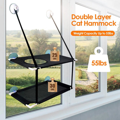 Double Layer Perch Bed Powerful Suction Indoor Window Hammock for Cat