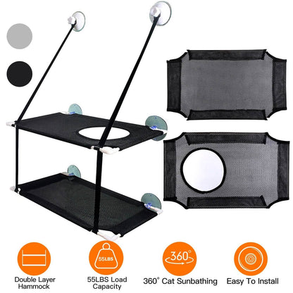 Double Layer Perch Bed Powerful Suction Indoor Window Hammock for Cat