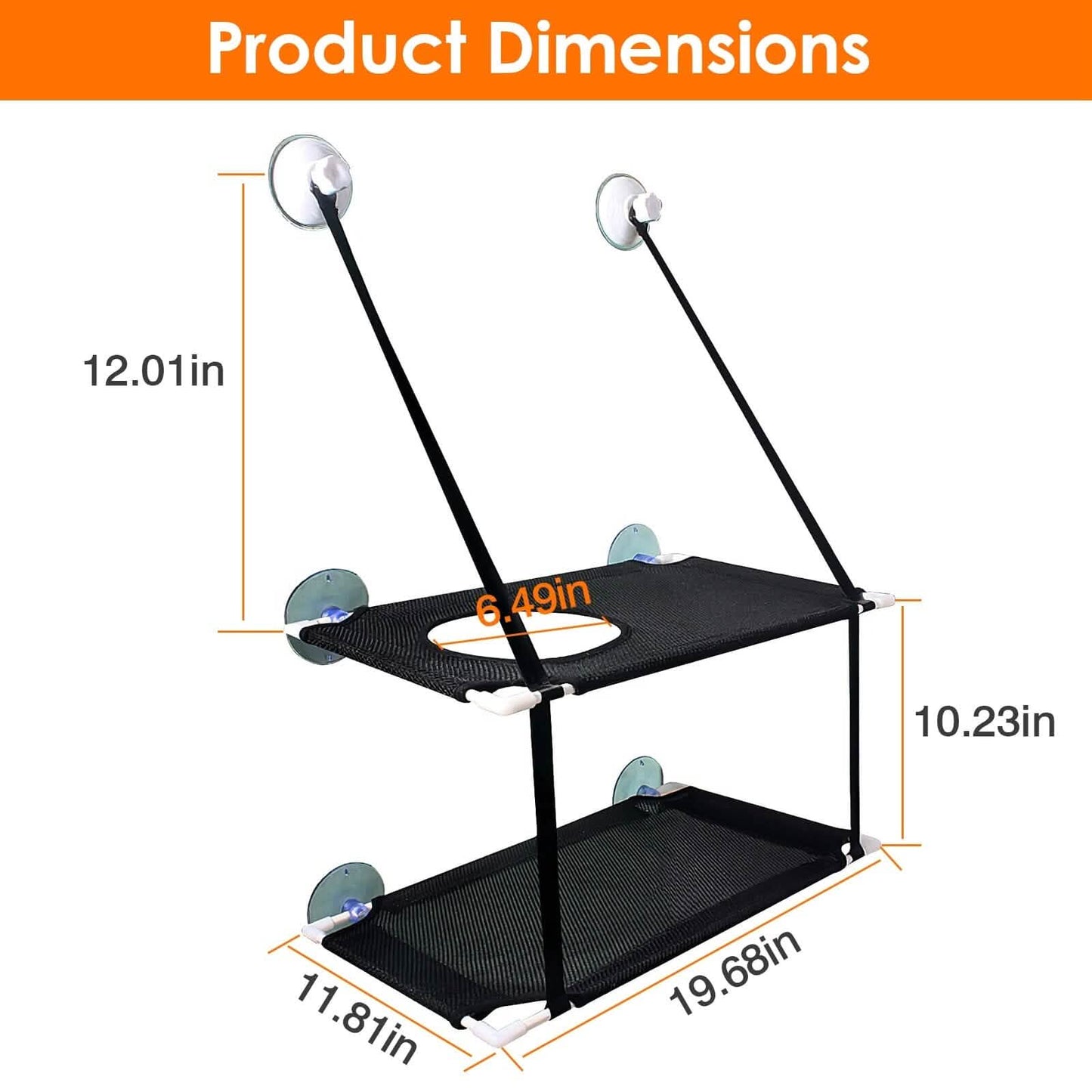 Double Layer Perch Bed Powerful Suction Indoor Window Hammock for Cat