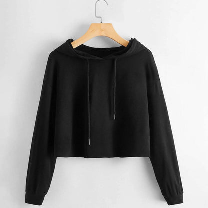 Drop Shoulder Crop Hoodie