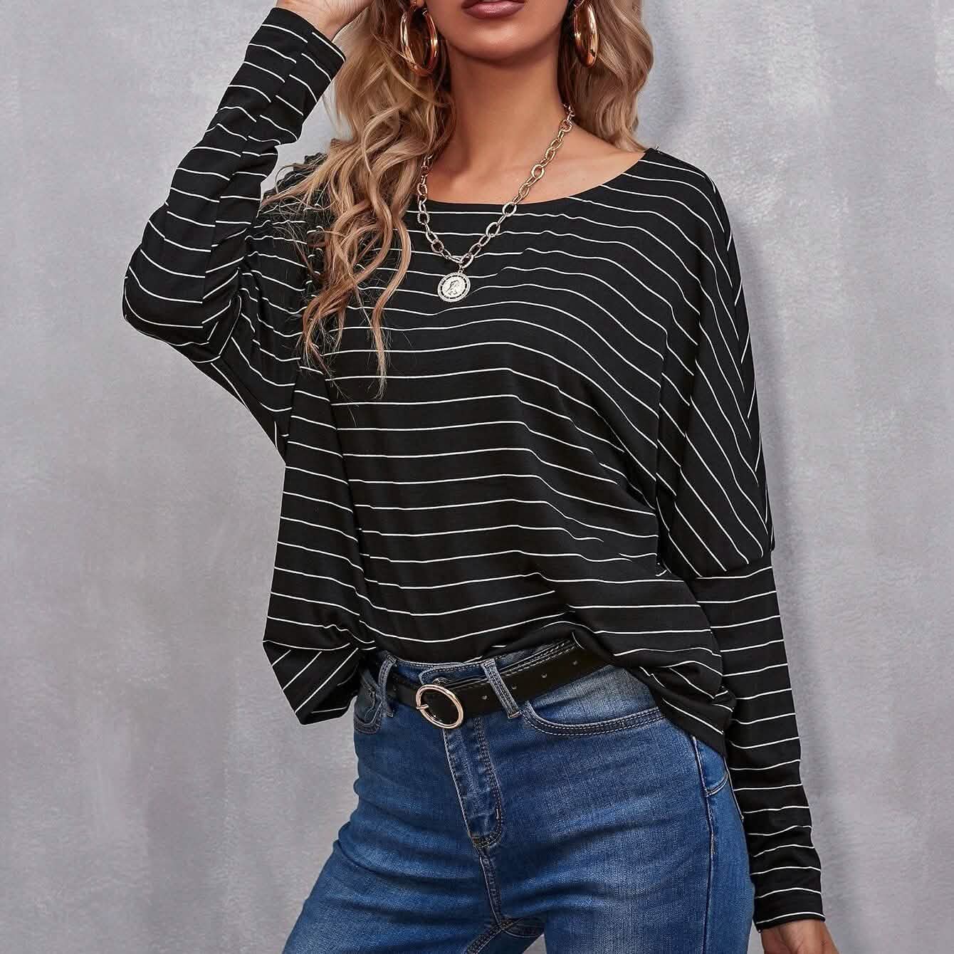Drop Shoulder Striped Tee