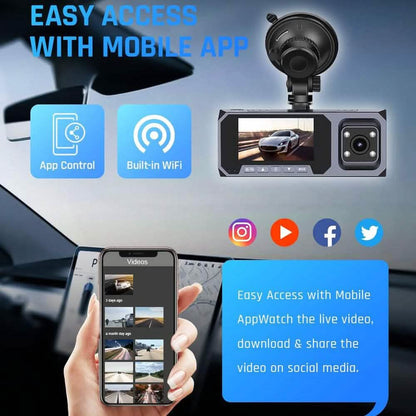Dual Dash Cam WiFi with App FOCUWAY 1080P Front and Inside Dash  (Refurbished)