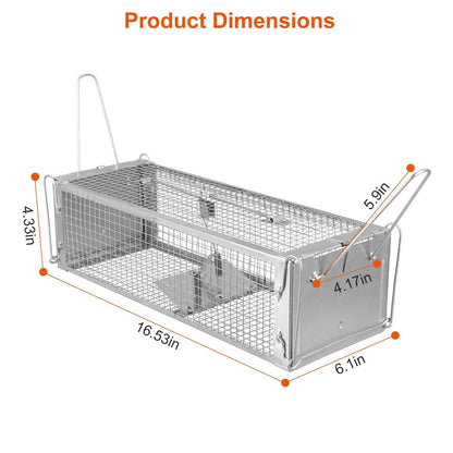 Dual Door Rat Trap Cage Humane with 2 Detachable U Shape Rod