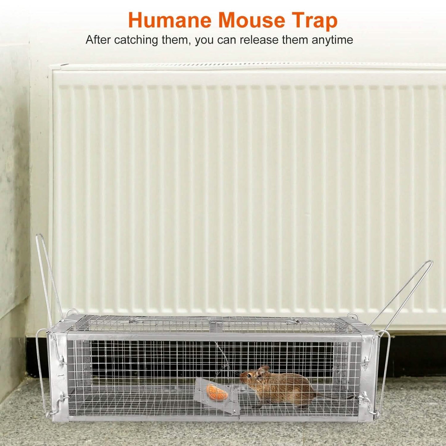 Dual Door Rat Trap Cage Humane with 2 Detachable U Shape Rod
