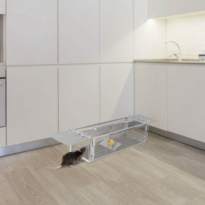 Dual Door Rat Trap Cage Humane with 2 Detachable U Shape Rod