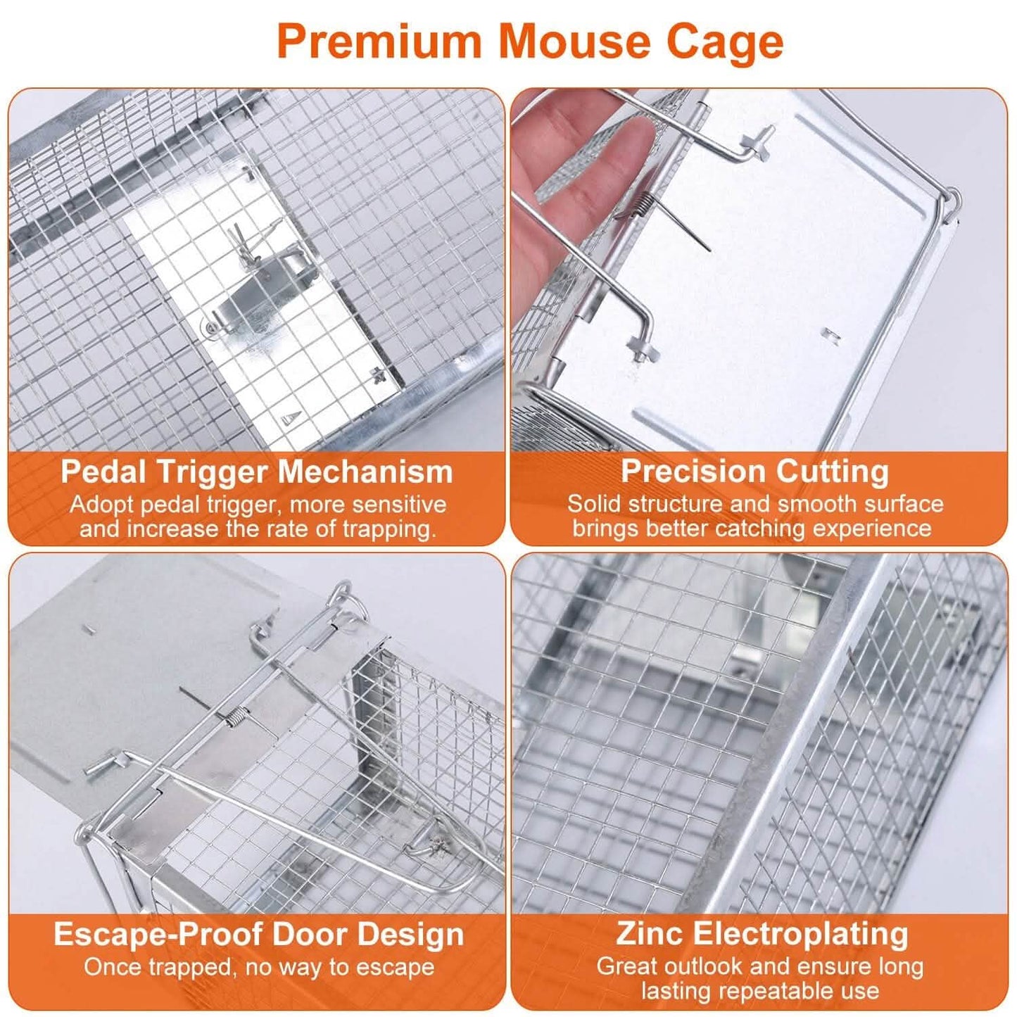 Dual Door Rat Trap Cage Humane with 2 Detachable U Shape Rod