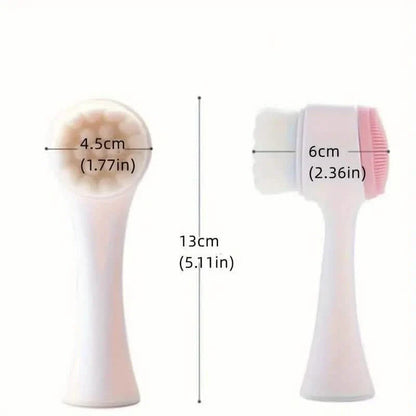 Dual-Sided Face Exfoliating & Deep Pore Cleansing Brush with Soft Bristle & Silicone Facial Scrubber