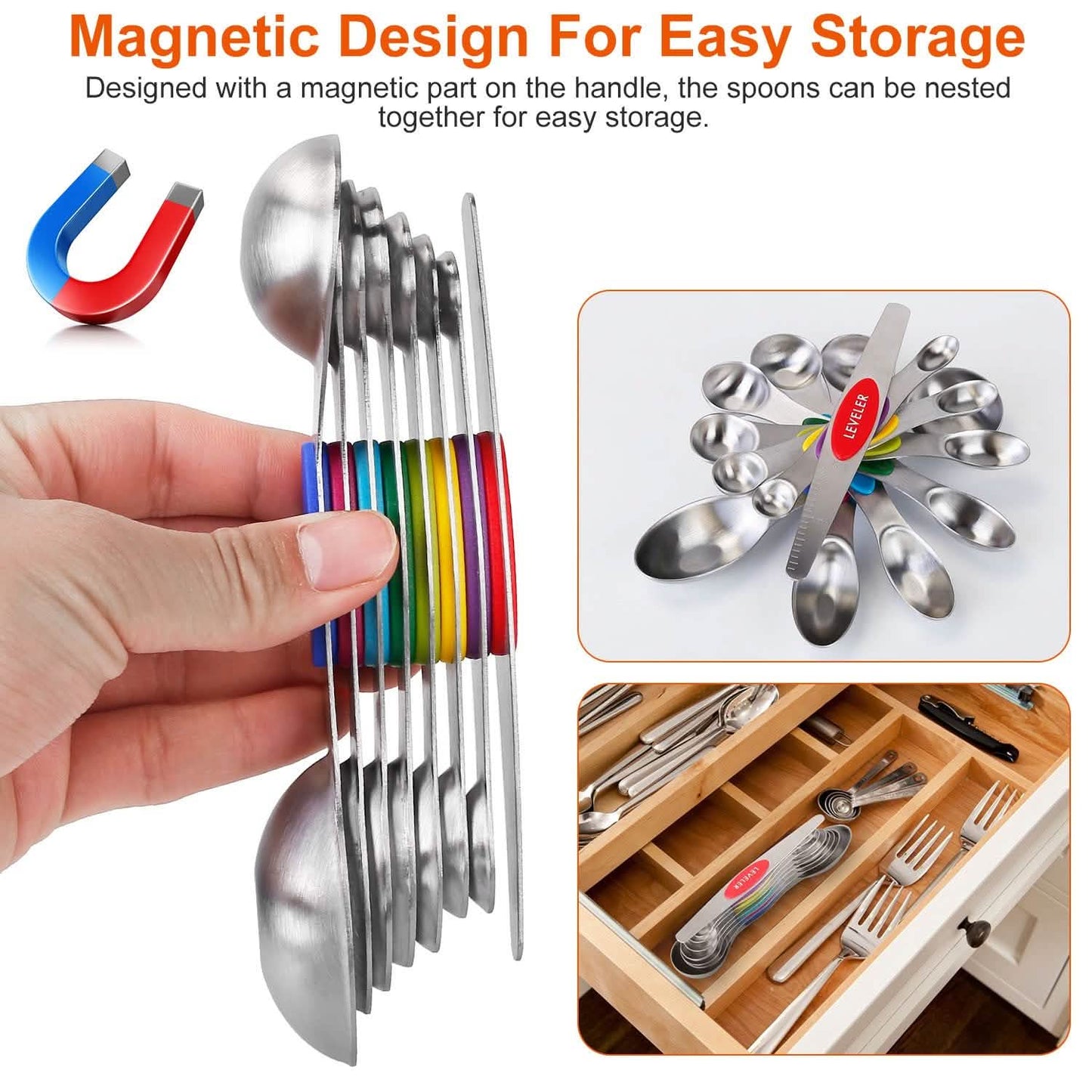 Dual Sided Magnetic Measuring Spoons