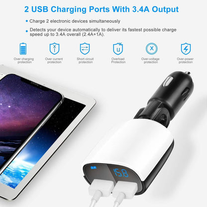 Dual USB Car Charger with Low Voltage LED Display