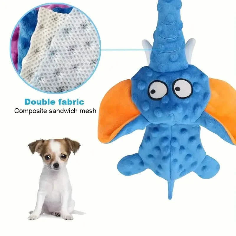 Durable Squeaky Elephant Plush Dog Toy - Bite-Resistant, Teeth Cleaning for All Breeds