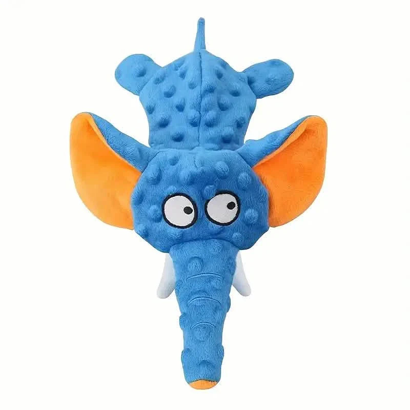 Durable Squeaky Elephant Plush Dog Toy - Bite-Resistant, Teeth Cleaning for All Breeds