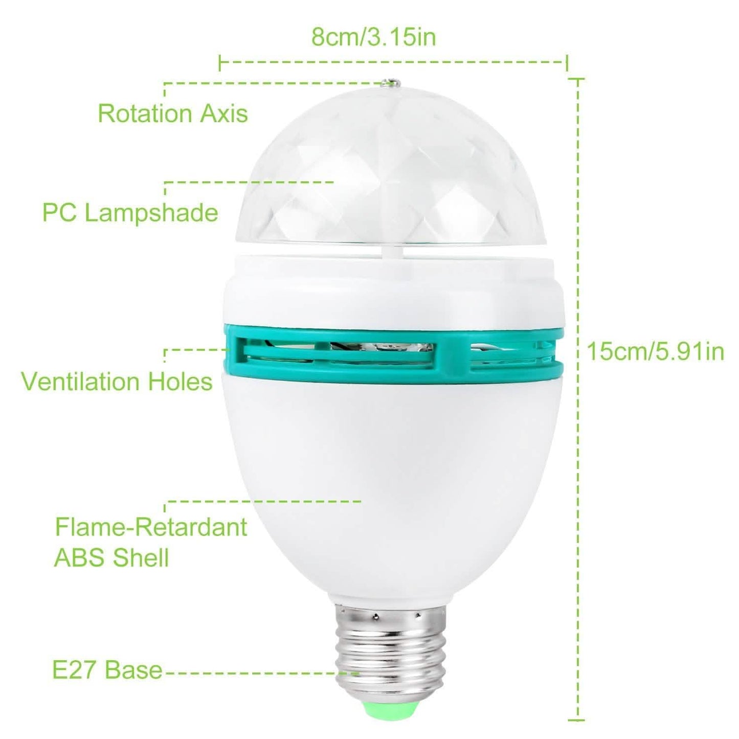 E27 3W Rotating RGB LED Light Bulb