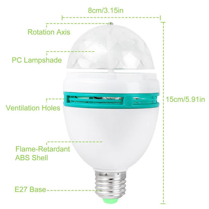 E27 3W Rotating RGB LED Light Bulb