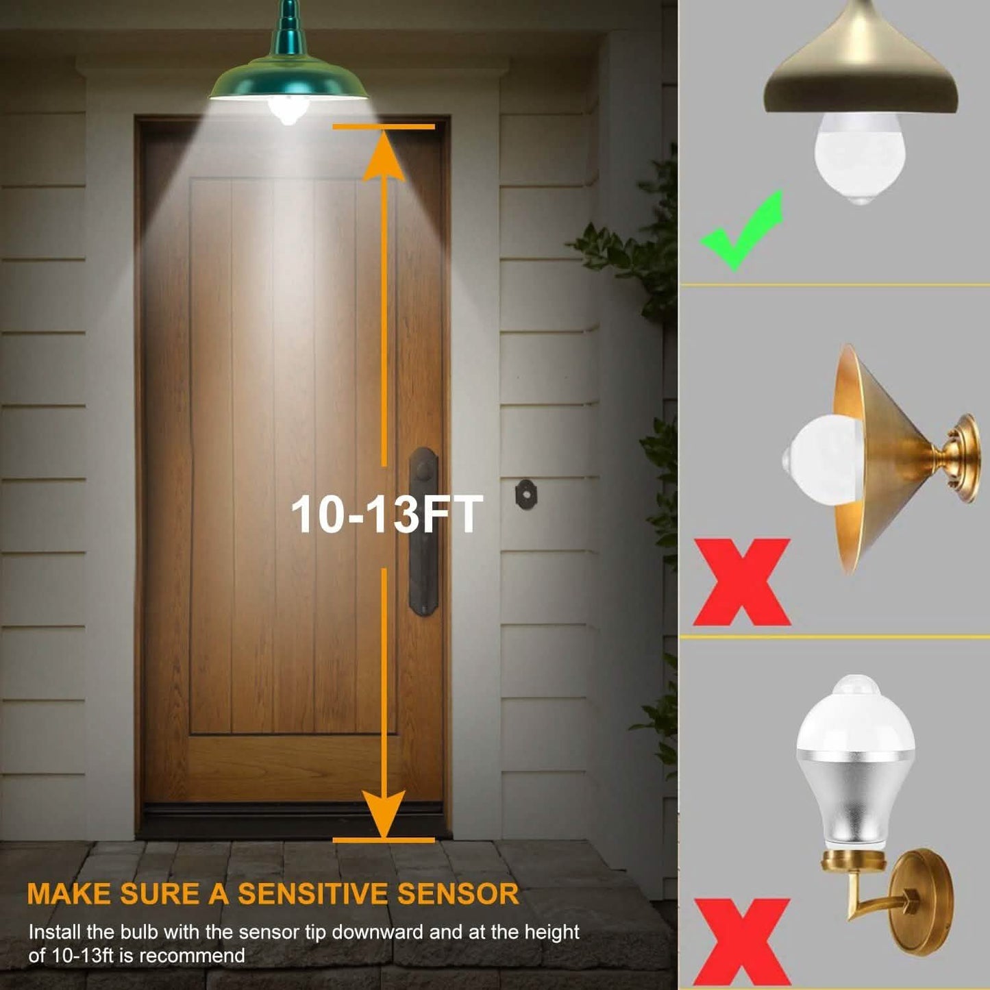 E27 Motion Sensor Light Bulb 1000LM 6500K Dust to Dawn Automatic