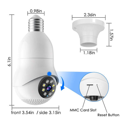 E27 WiFi Bulb Camera 1080P FHD WiFi IP Pan Tilt Security Surveillance Camera