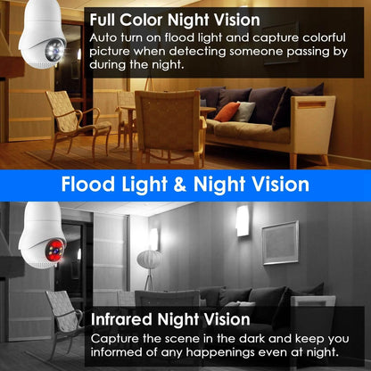 E27 WiFi Bulb Camera 1080P FHD WiFi IP Pan Tilt Security Surveillance Camera