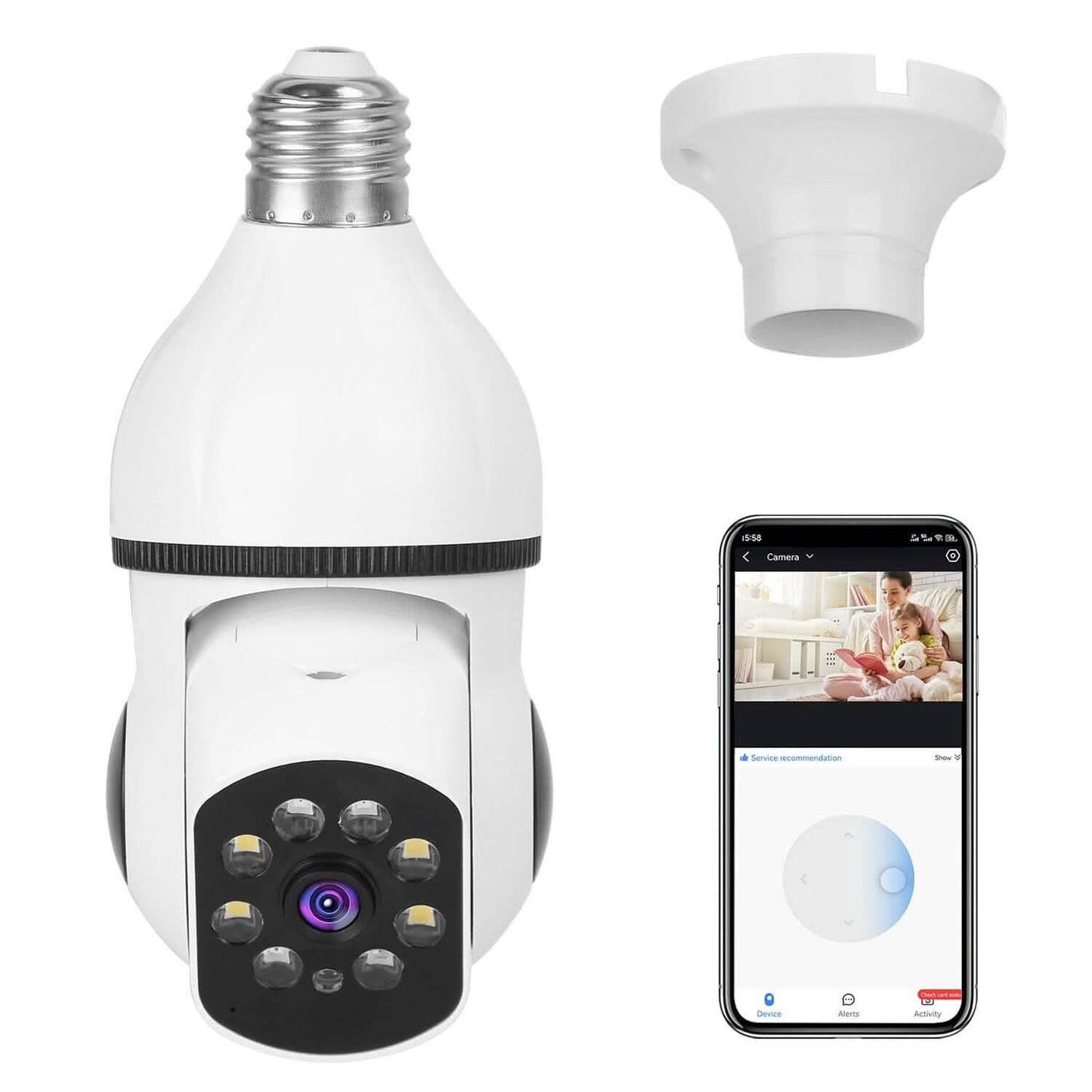 E27 WiFi Bulb Camera 1080P FHD WiFi IP Pan Tilt Security Surveillance  Camera with Two-Way Audio Full Color Night Vision