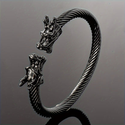 Double Dragon Copper Bracelet – Rock & Hip-Hop Style, Unisex