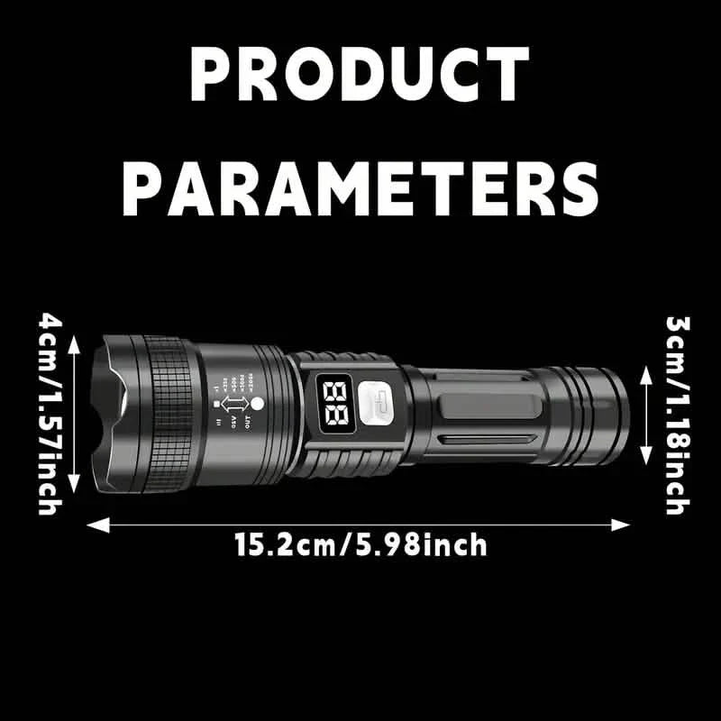 Ultra-Bright Tactical LED Flashlight – 3 Modes, USB Rechargeable, 600 Lumen, Outdoor, Hiking & Camping