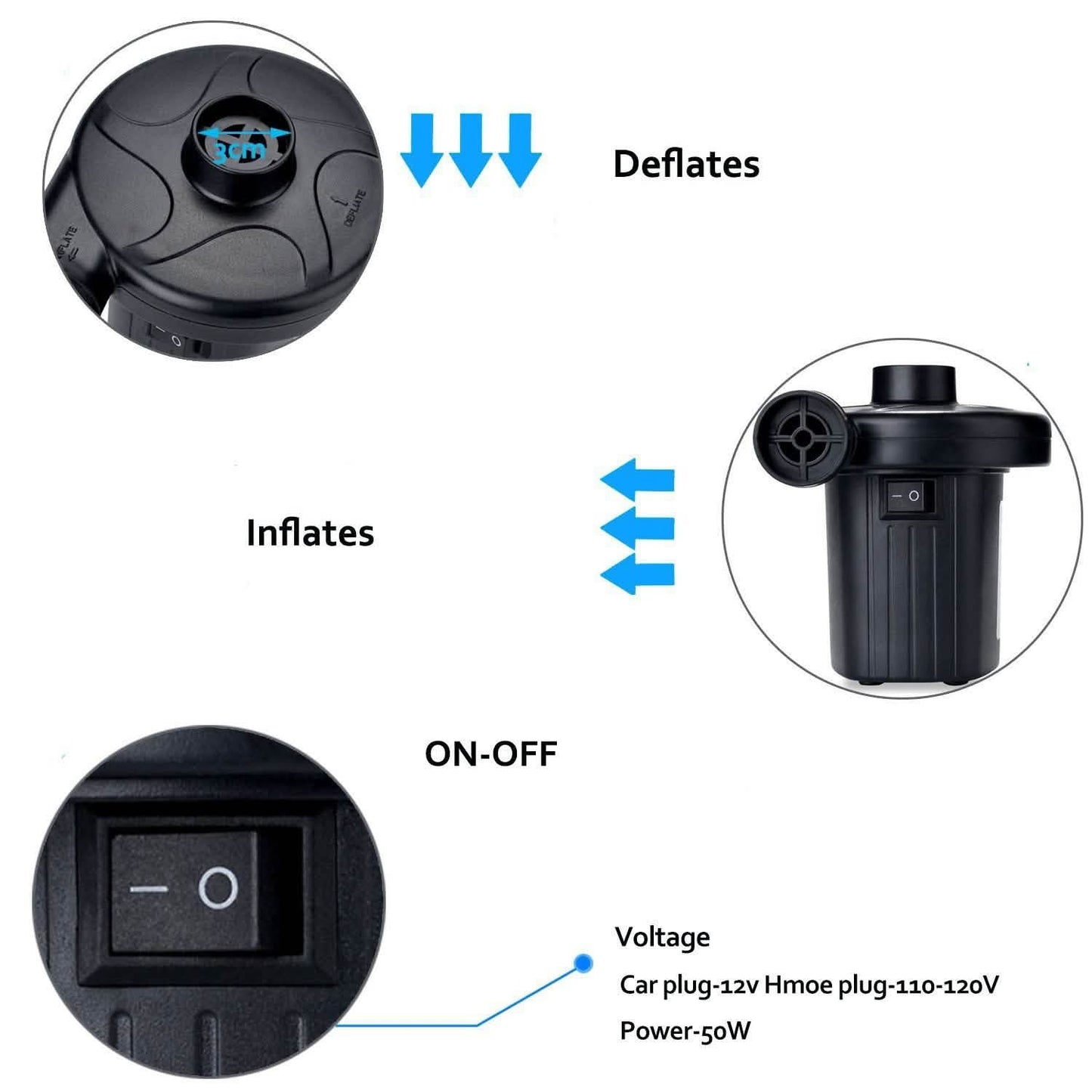 Electric Air Pump for Swimming Ring Inflatable Boat