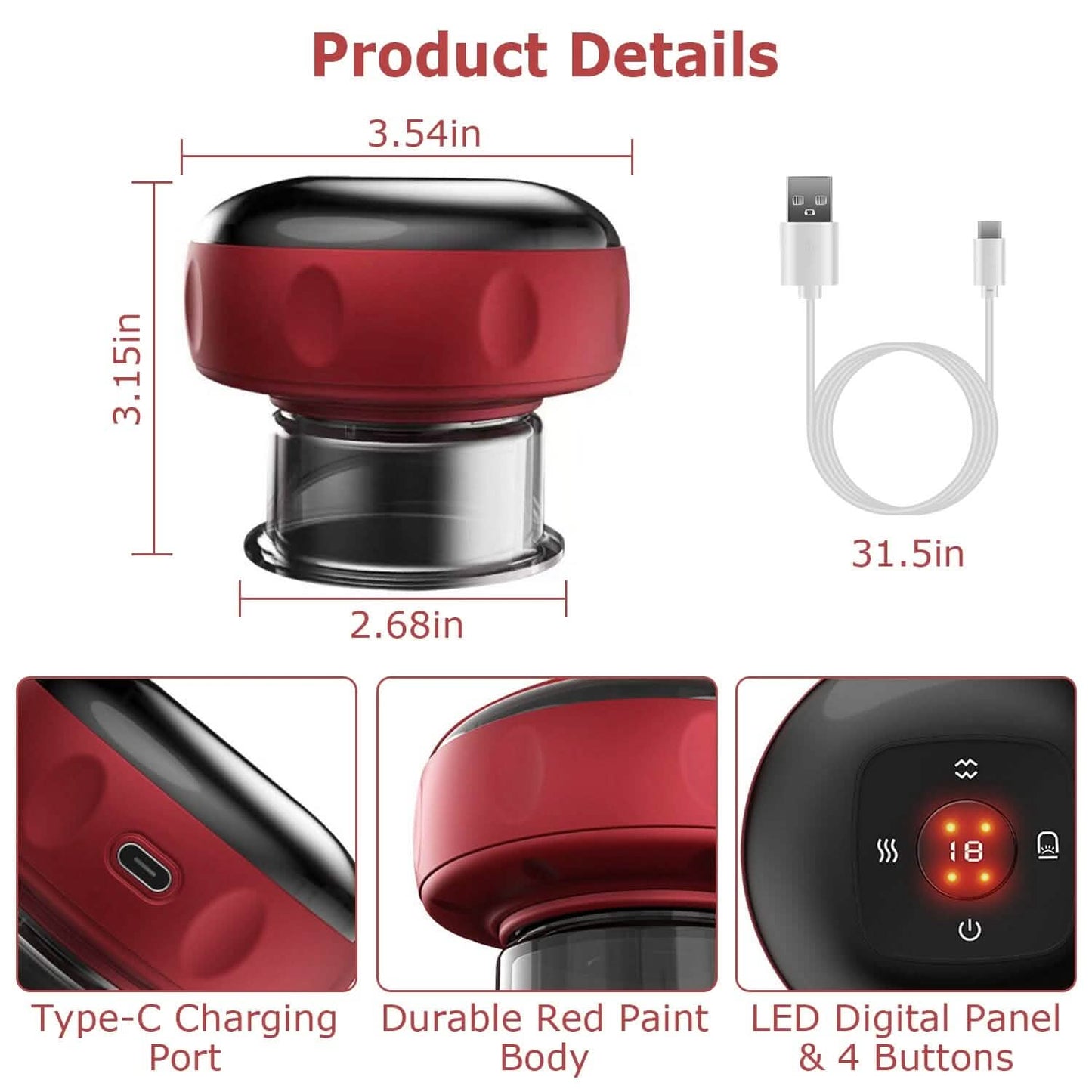 Electric Back Scraping Machine Vacuum Therapy Cupping Device