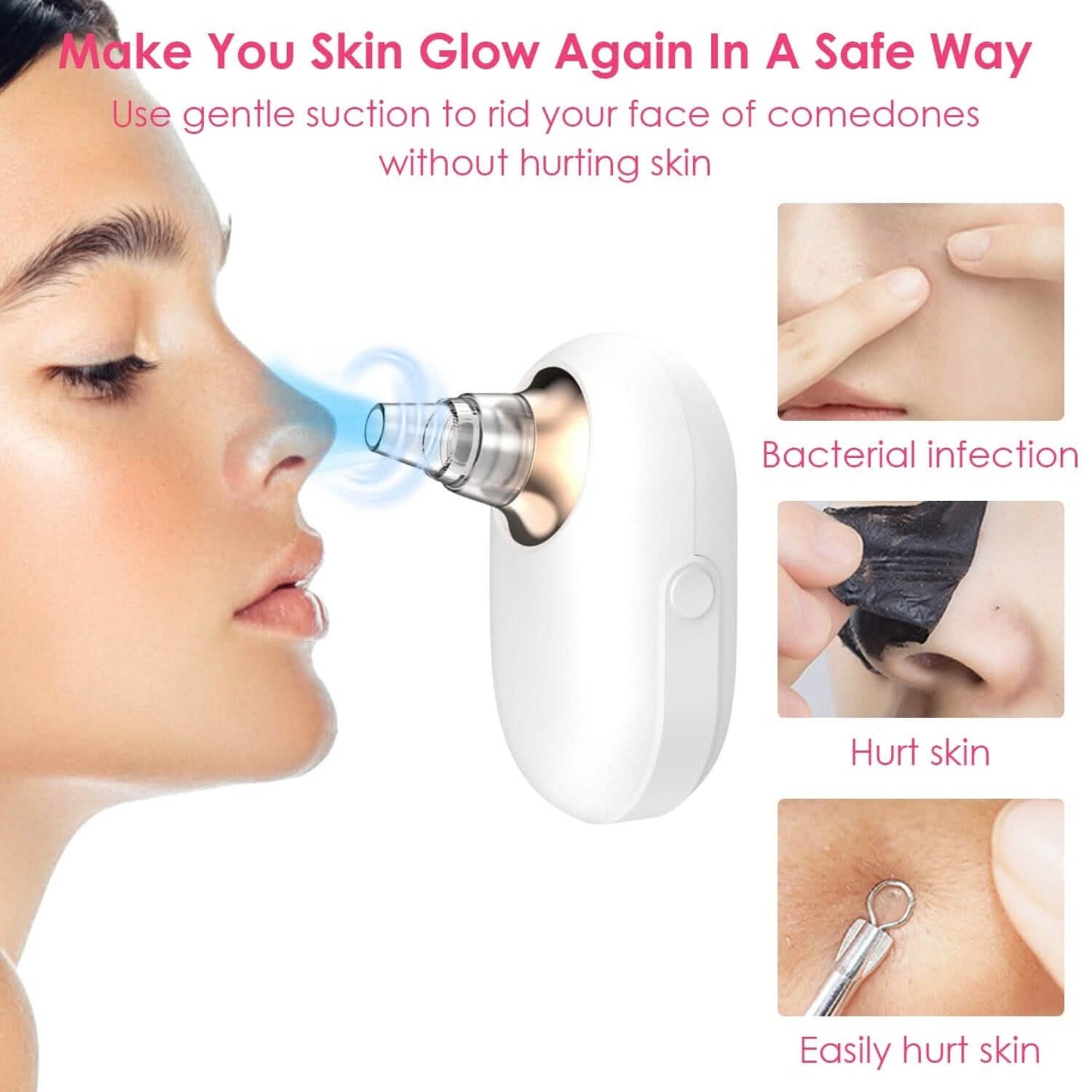 Electric Blackhead Comedone Extractor Tool Facial Pore Cleaner