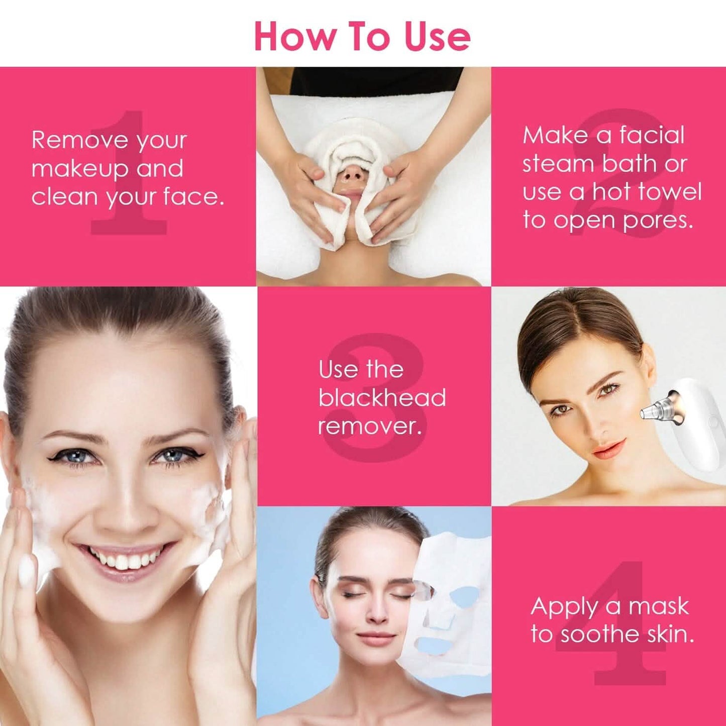 Electric Blackhead Comedone Extractor Tool Facial Pore Cleaner