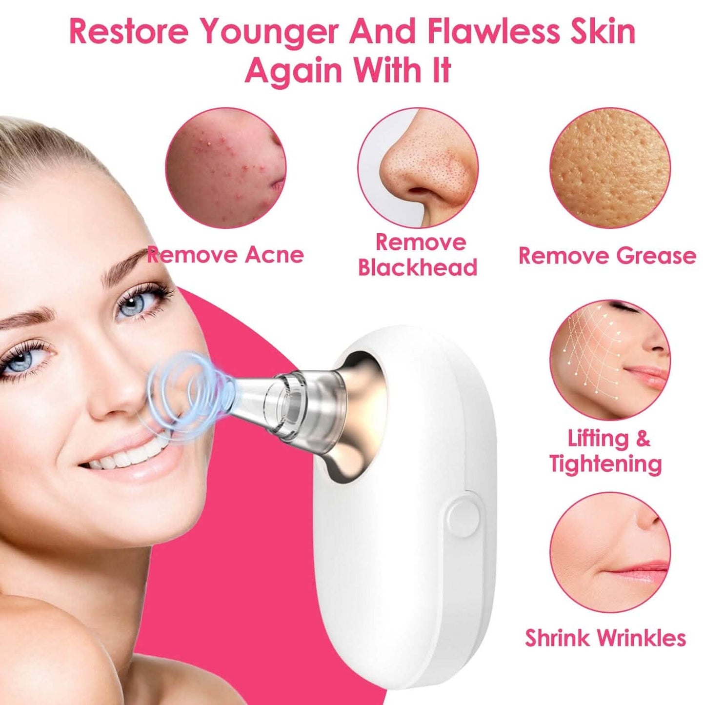 Electric Blackhead Comedone Extractor Tool Facial Pore Cleaner